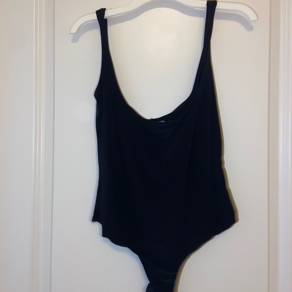 Black backless body suit